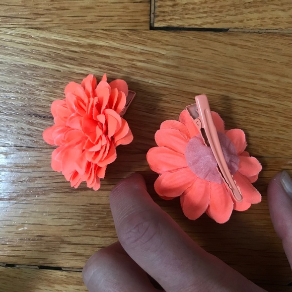 J. Crew Accessories - J Crew Coral colored flower hair clips - like new J. Crew Accessories - J Crew Coral colored flower hair clips - like new